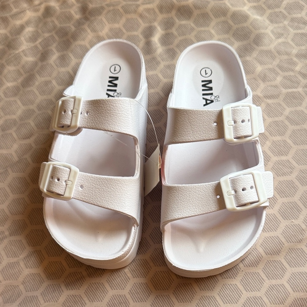 MIA Kids Double Buckle White Sandals
